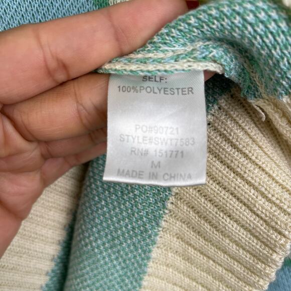 LELIS Womens Sweater The Sadie Swirl Oversized Drop Shoulder Medium Blue Green - Picture 11 of 12